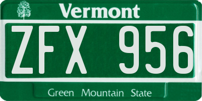 VT license plate ZFX956