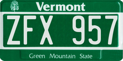 VT license plate ZFX957