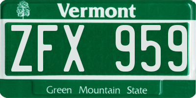 VT license plate ZFX959