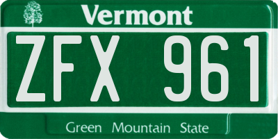 VT license plate ZFX961