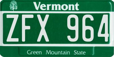 VT license plate ZFX964