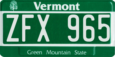 VT license plate ZFX965