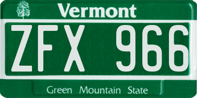 VT license plate ZFX966
