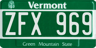 VT license plate ZFX969