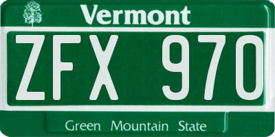 VT license plate ZFX970