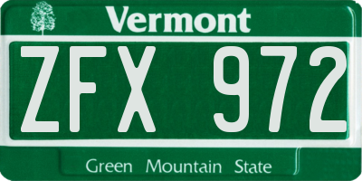 VT license plate ZFX972