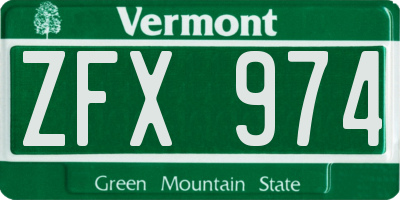 VT license plate ZFX974