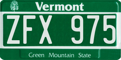 VT license plate ZFX975
