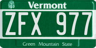 VT license plate ZFX977