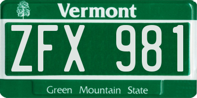 VT license plate ZFX981