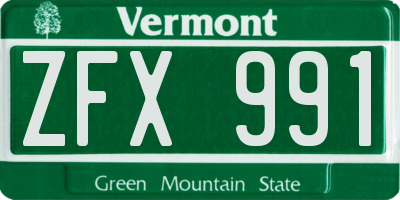 VT license plate ZFX991