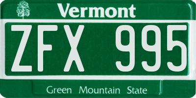VT license plate ZFX995