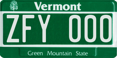 VT license plate ZFY000