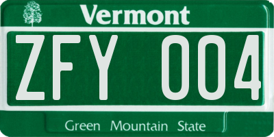 VT license plate ZFY004