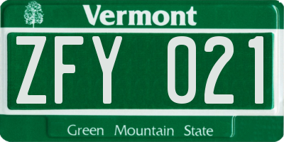 VT license plate ZFY021