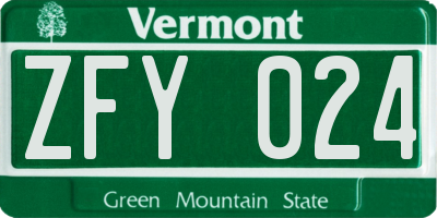 VT license plate ZFY024