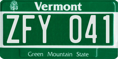 VT license plate ZFY041