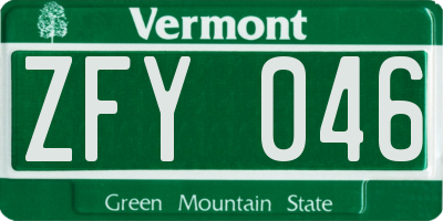VT license plate ZFY046