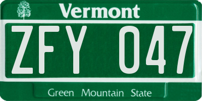 VT license plate ZFY047