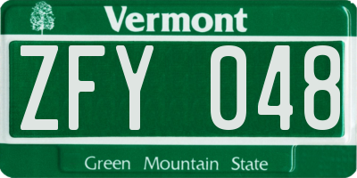 VT license plate ZFY048