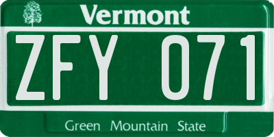 VT license plate ZFY071