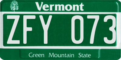VT license plate ZFY073