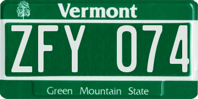 VT license plate ZFY074