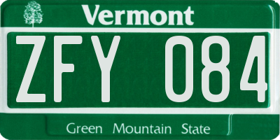 VT license plate ZFY084