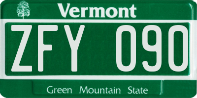 VT license plate ZFY090