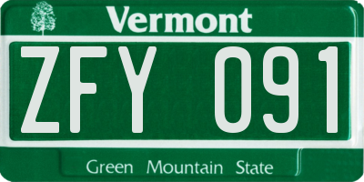 VT license plate ZFY091