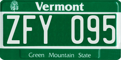 VT license plate ZFY095