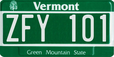 VT license plate ZFY101