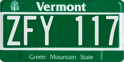 VT license plate ZFY117