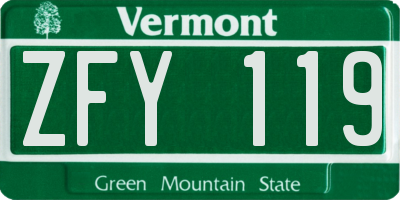 VT license plate ZFY119