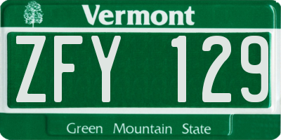VT license plate ZFY129