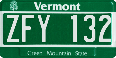 VT license plate ZFY132