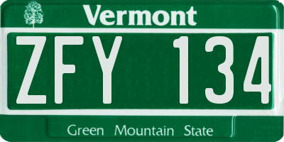 VT license plate ZFY134
