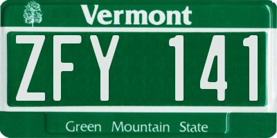 VT license plate ZFY141