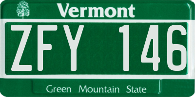 VT license plate ZFY146