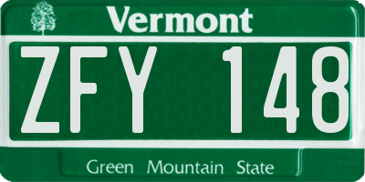 VT license plate ZFY148