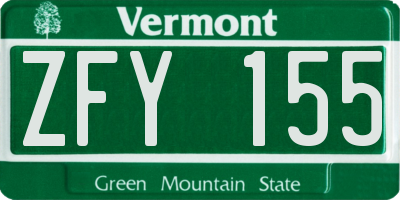 VT license plate ZFY155
