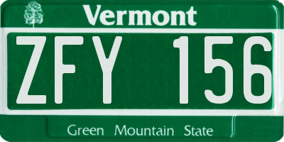 VT license plate ZFY156
