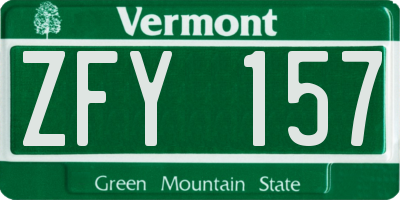 VT license plate ZFY157