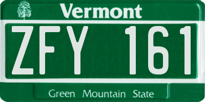 VT license plate ZFY161
