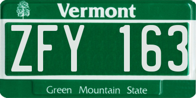 VT license plate ZFY163