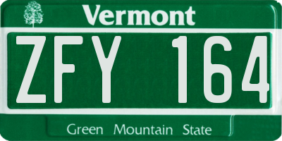 VT license plate ZFY164