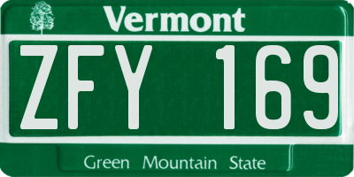 VT license plate ZFY169