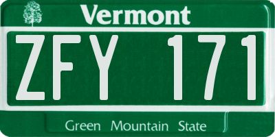 VT license plate ZFY171