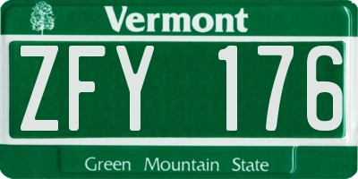 VT license plate ZFY176