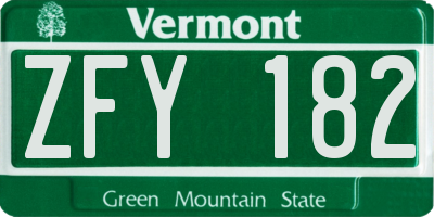 VT license plate ZFY182